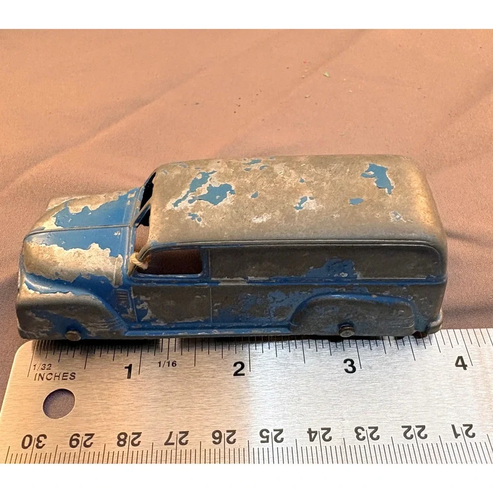 Vintage TootsieToy Diecast Truck Lot 4pc Blue Van Green Yellow Pickup Orange Cab